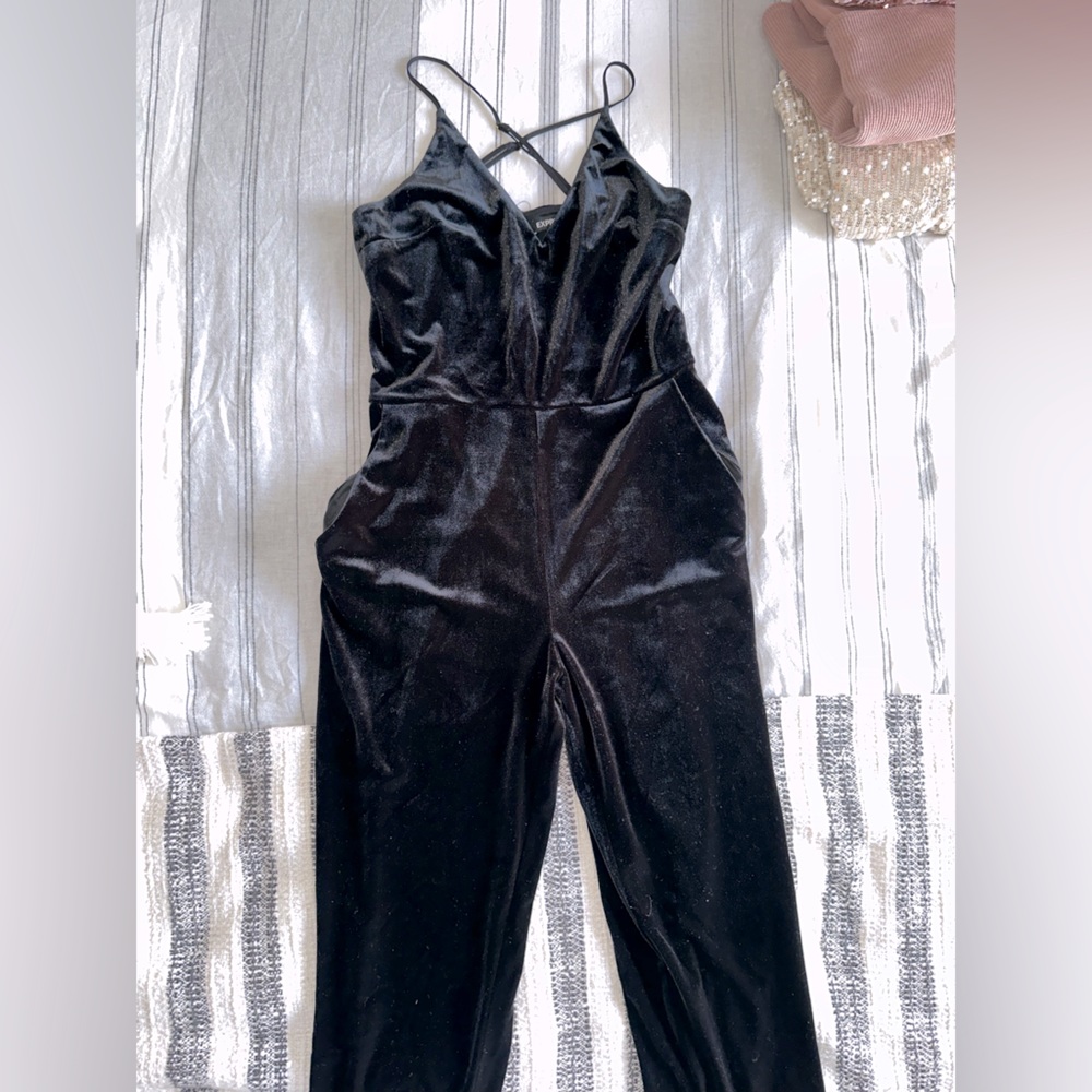 Black velvet jumpsuit